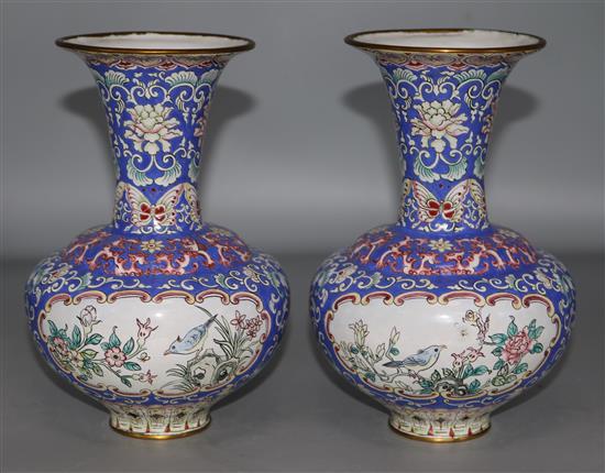 Two enamel vases 20cm